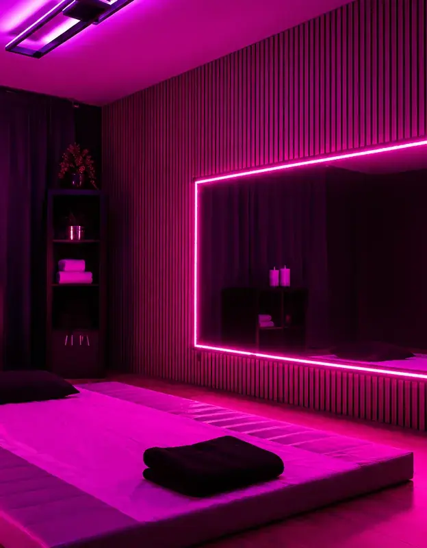 Salon-Detail mit pinkem LED-Licht im LinDom-Salon